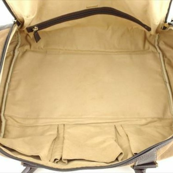 Dunhill Boston bag Brown Canvas Leather Mens Authentic Used - Picture 4 of 6